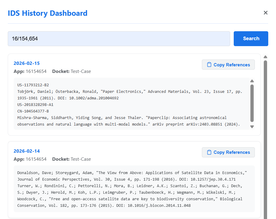 History Dashboard